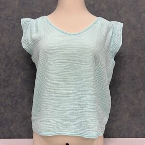 Island Shores Gauze Top Ruffle Sleeve Casual Blouse Lightweight‎ Women's L
